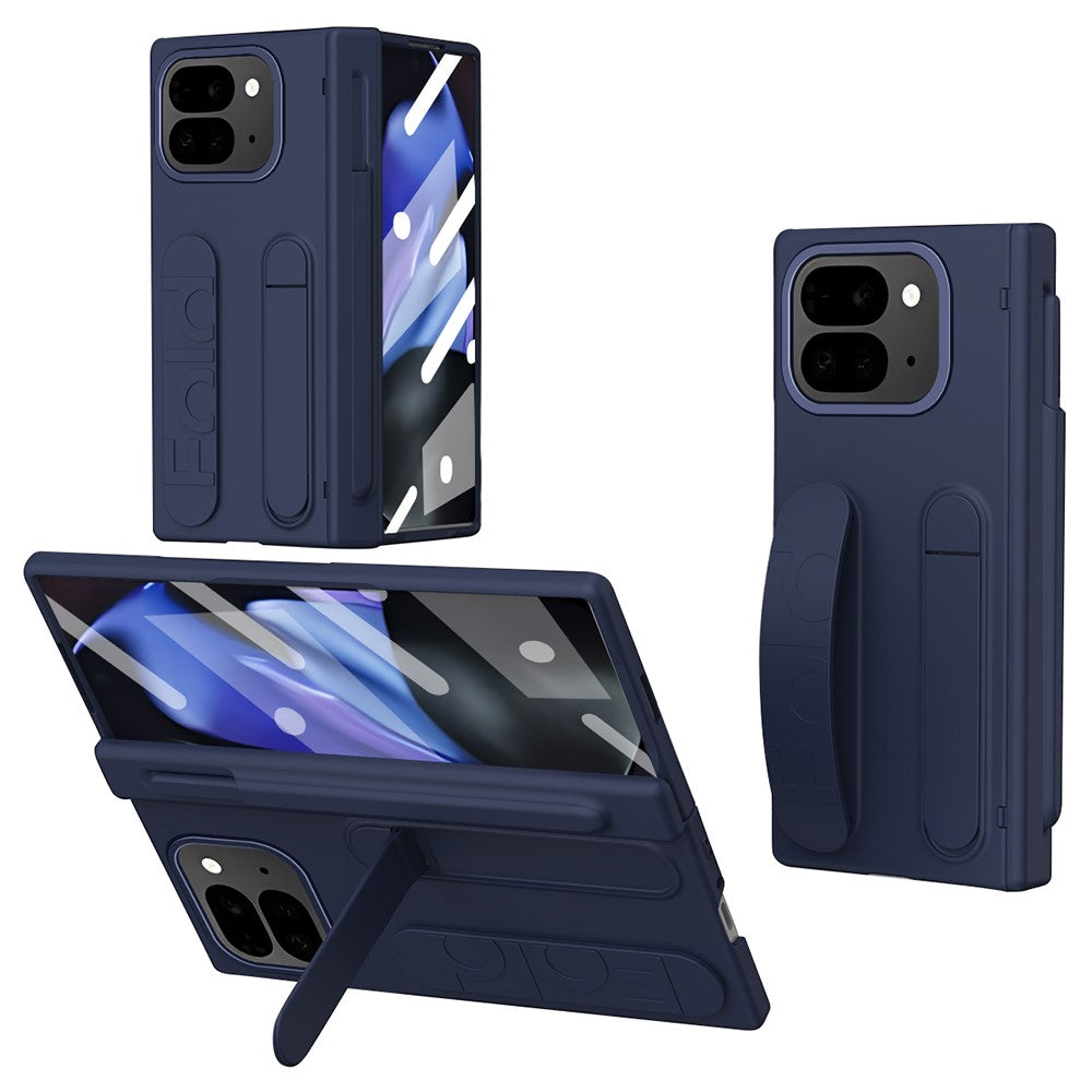 For Google Pixel 10 Pro Fold Case Kickstand Wristband Hard PC Phone Cover with Pen Slot / Stylus