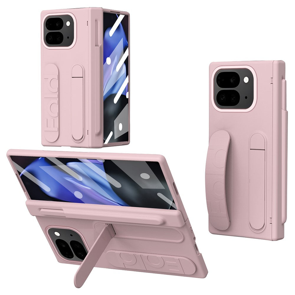 For Google Pixel 10 Pro Fold Case Kickstand Wristband Hard PC Phone Cover with Pen Slot / Stylus