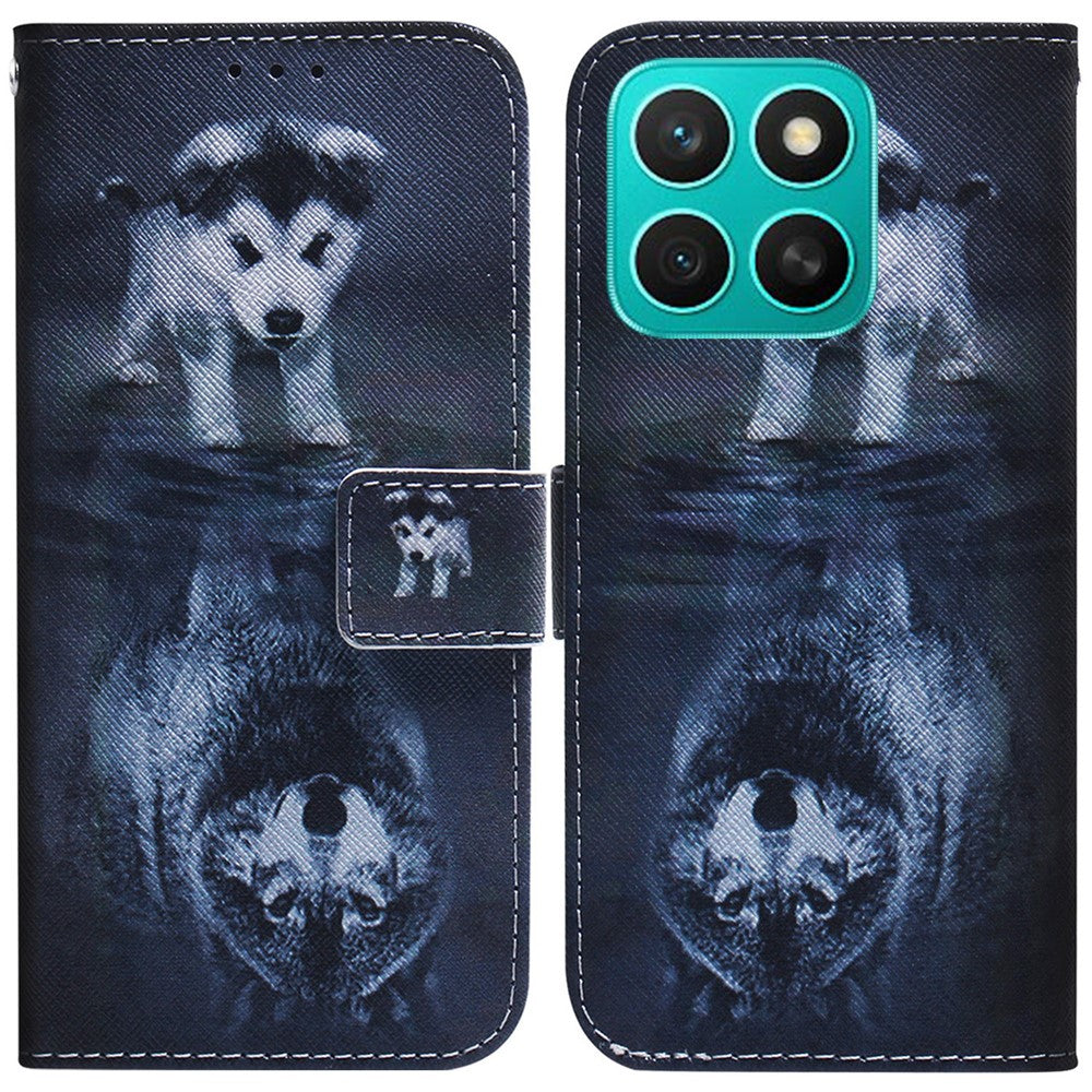 For Honor X8c 4G Wallet Case Pattern Print Leather Phone Cover
