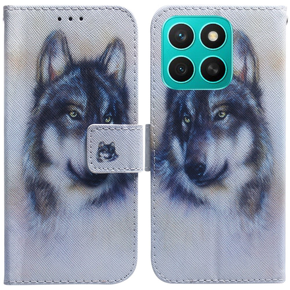 For Honor X8c 4G Wallet Case Pattern Print Leather Phone Cover