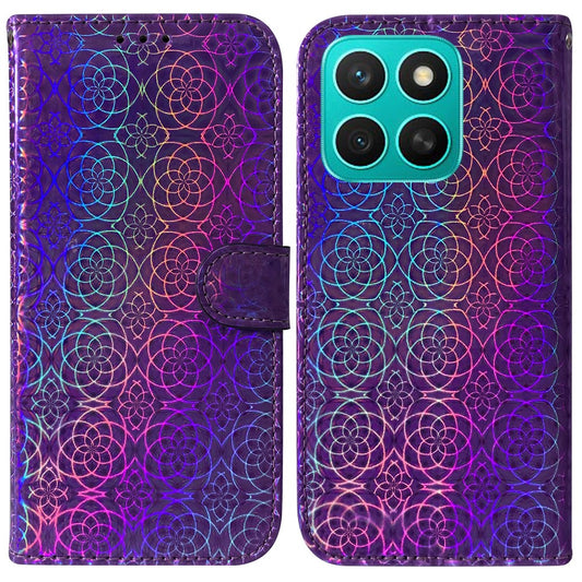 Honor X8c 4G Handyhülle – Standfunktion- schillernde Blumen-Leder