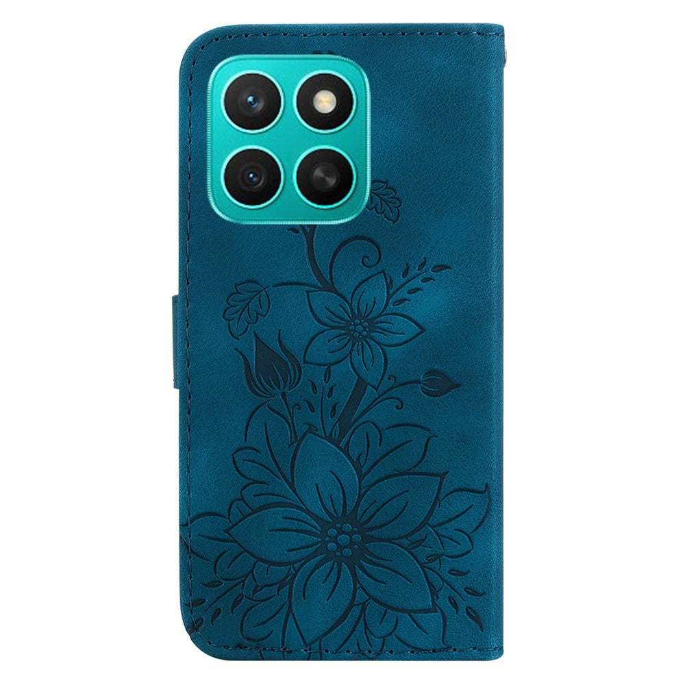For Honor X8c 4G Case Lily Flower Imprint Leather Phone Cover with Stand