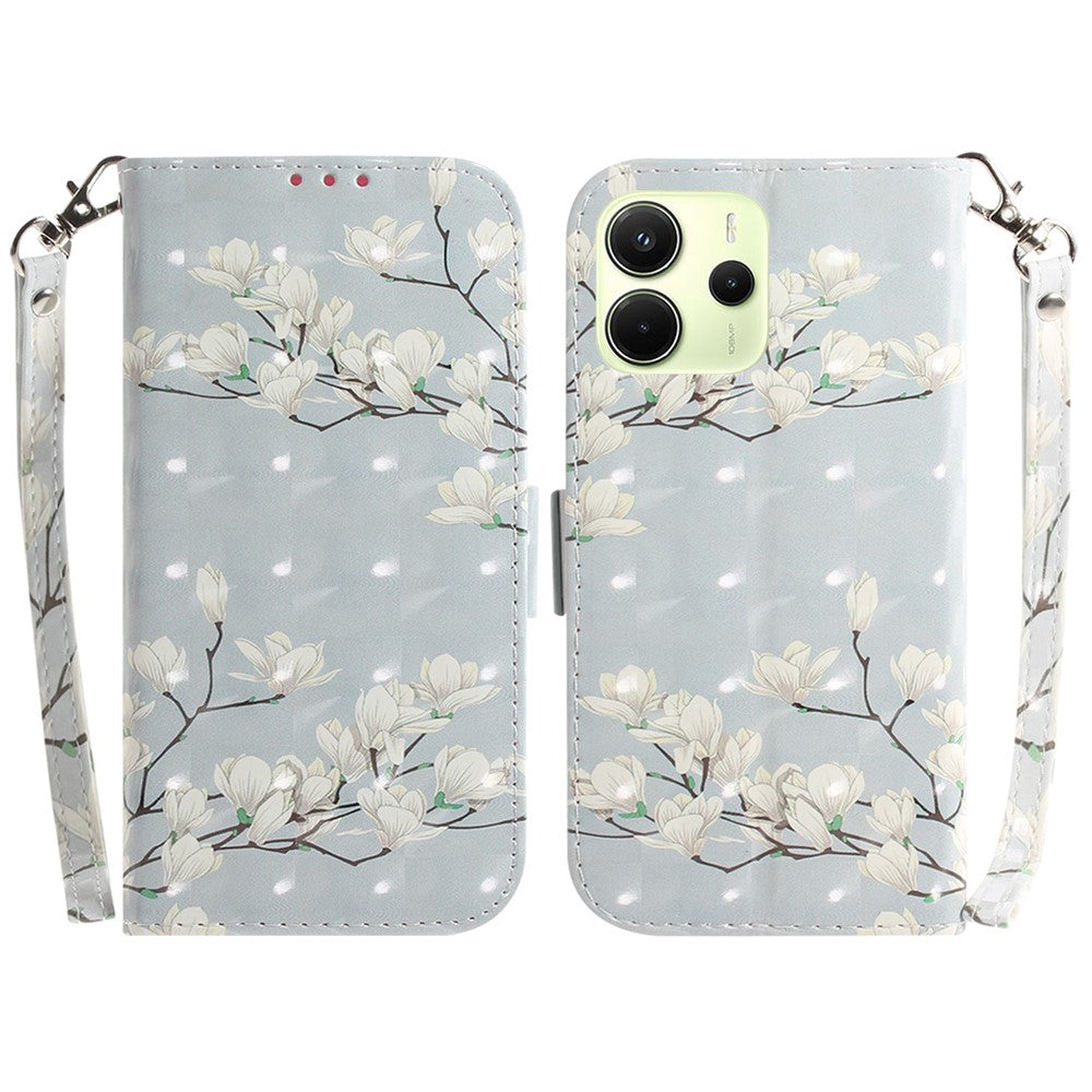 For Xiaomi Redmi Note 14 4G (164.84mm) Case Pattern Printing Leather Wallet Phone Cover with Wrist Strap