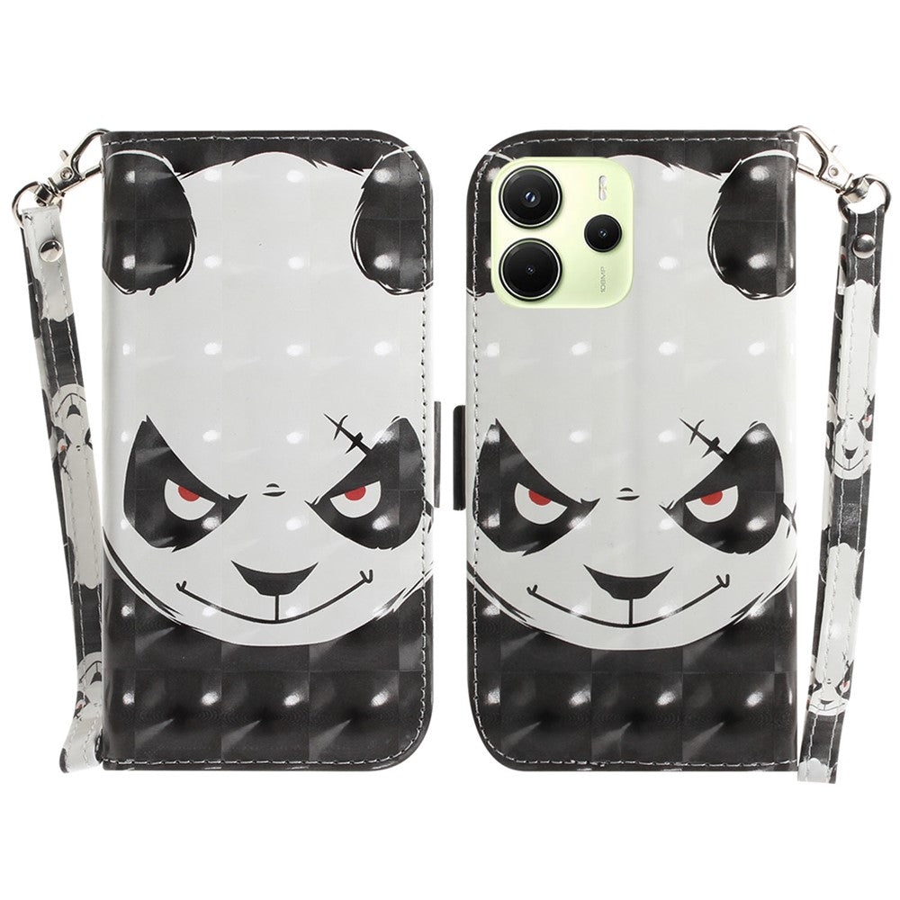 For Xiaomi Redmi Note 14 4G (164.84mm) Case Pattern Printing Leather Wallet Phone Cover with Wrist Strap