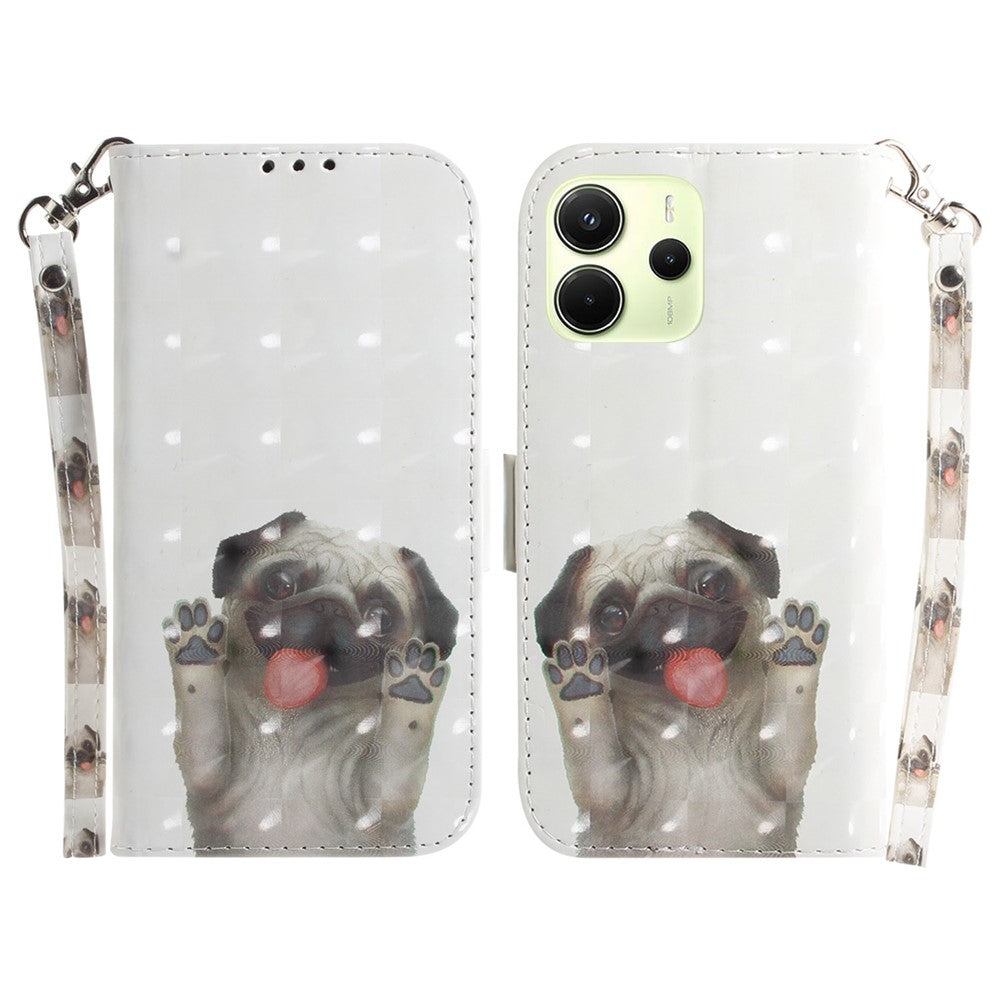For Xiaomi Redmi Note 14 4G (164.84mm) Case Pattern Printing Leather Wallet Phone Cover with Wrist Strap