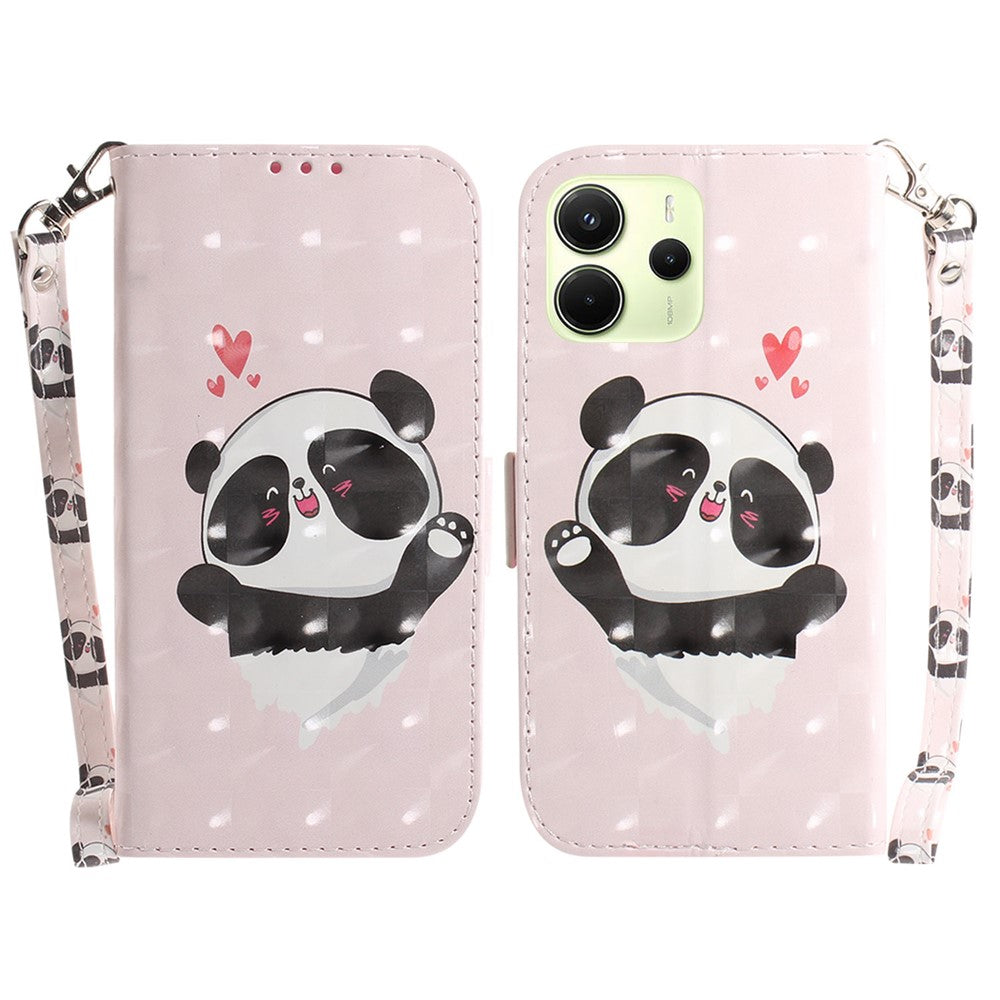For Xiaomi Redmi Note 14 4G (164.84mm) Case Pattern Printing Leather Wallet Phone Cover with Wrist Strap
