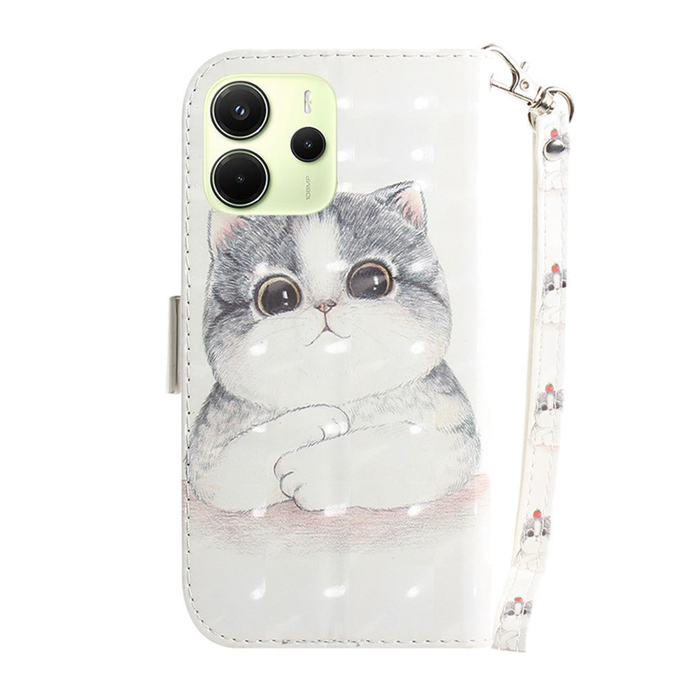 For Xiaomi Redmi Note 14 4G (164.84mm) Case Pattern Printing Leather Wallet Phone Cover with Wrist Strap