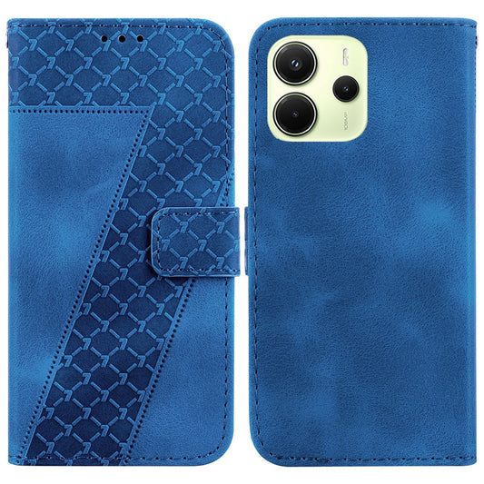 Xiaomi Redmi Note 14 4G (164.84mm) Handyhülle – Standgehäuse mit 7-förmigem Muster-Aufdruck, Leder