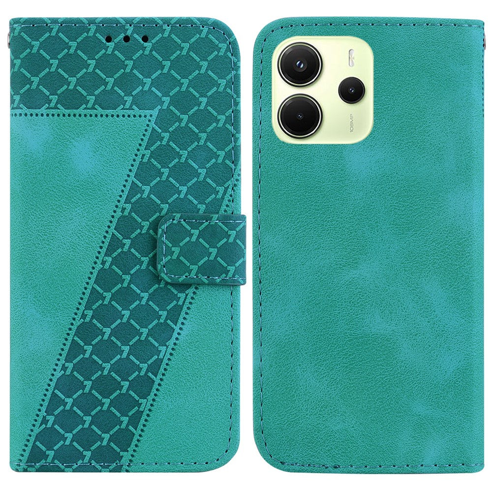 For Xiaomi Redmi Note 14 4G (164.84mm) Stand Case 7-Shaped Pattern Imprint Leather Phone Cover