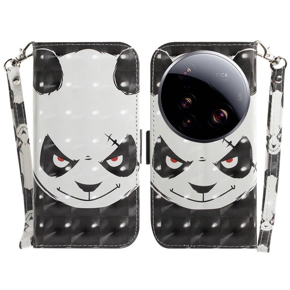 For Xiaomi 15 Ultra Case Pattern Printing Leather Wallet Phone Cover with Wrist Strap