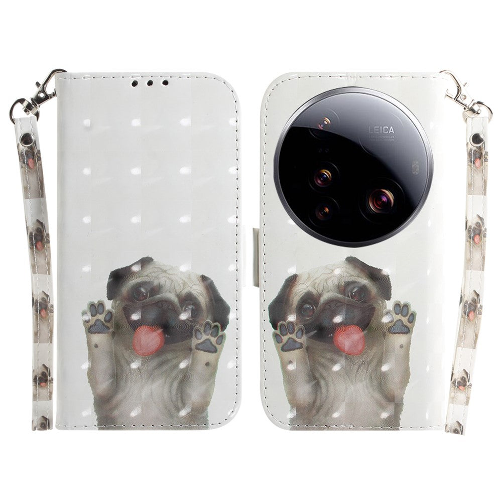 For Xiaomi 15 Ultra Case Pattern Printing Leather Wallet Phone Cover with Wrist Strap