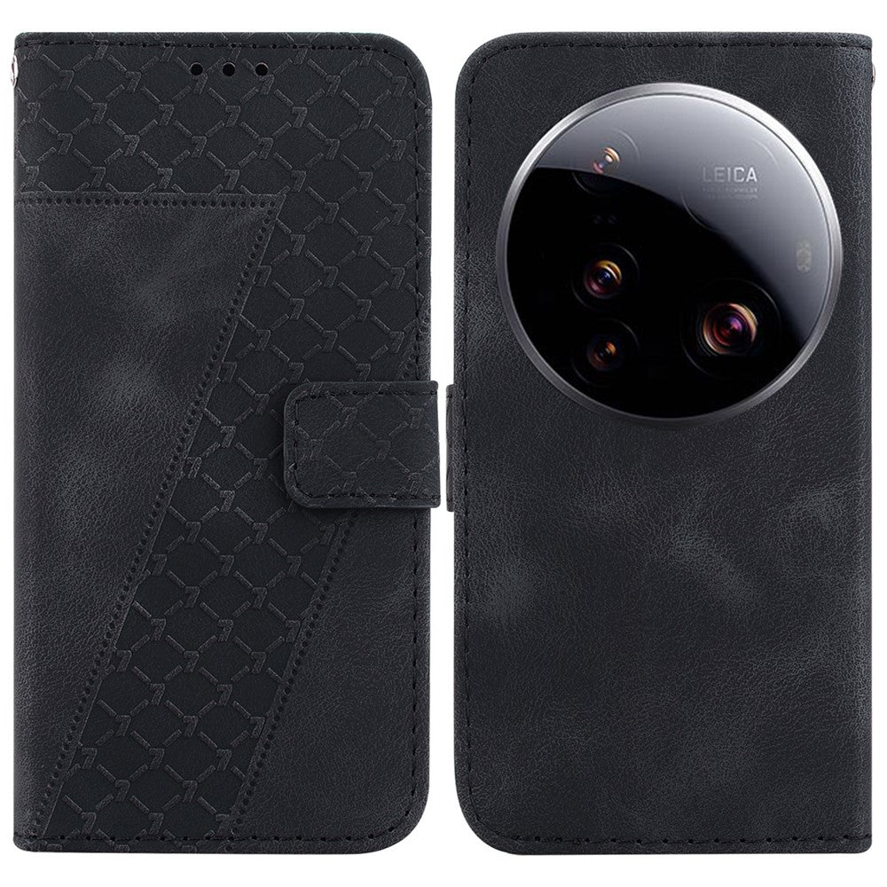 For Xiaomi 15 Ultra Stand Case 7-Shaped Pattern Imprint Leather Phone Cover