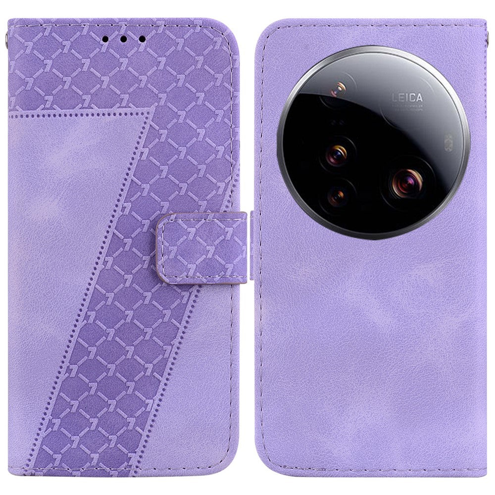 For Xiaomi 15 Ultra Stand Case 7-Shaped Pattern Imprint Leather Phone Cover
