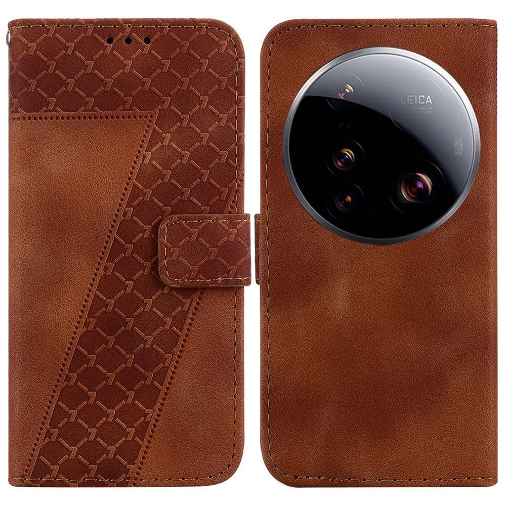 For Xiaomi 15 Ultra Stand Case 7-Shaped Pattern Imprint Leather Phone Cover