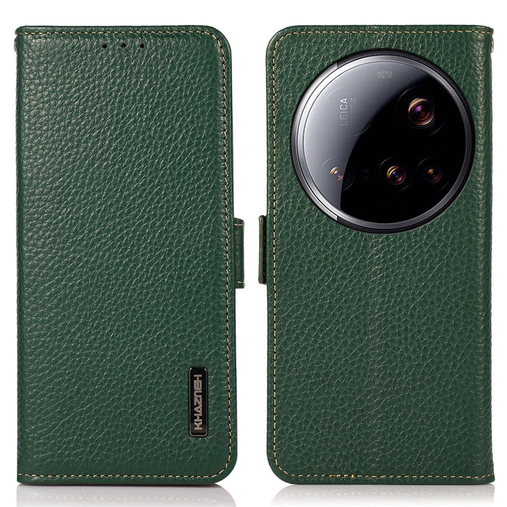 KHAZNEH for Xiaomi 15 Ultra Phone Case Genuine Cow Leather Cover RFID Blocking