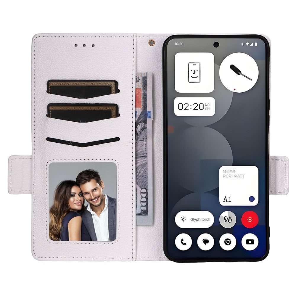 Nothing Phone (3a) Pro Wallet-Handyhülle – Aus PU-Leder & Litschi-Textur, mit Ständer & Tragegurt
