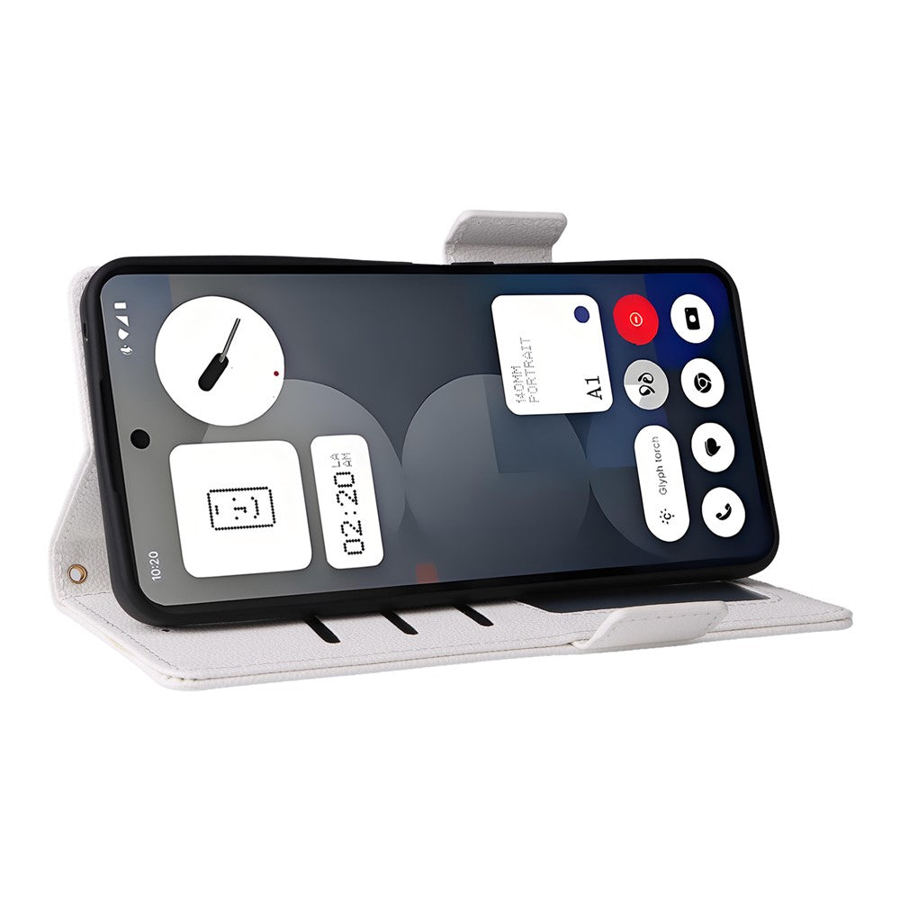 Nothing Phone (3a) Pro Wallet-Handyhülle – Aus PU-Leder & Litschi-Textur, mit Ständer & Tragegurt