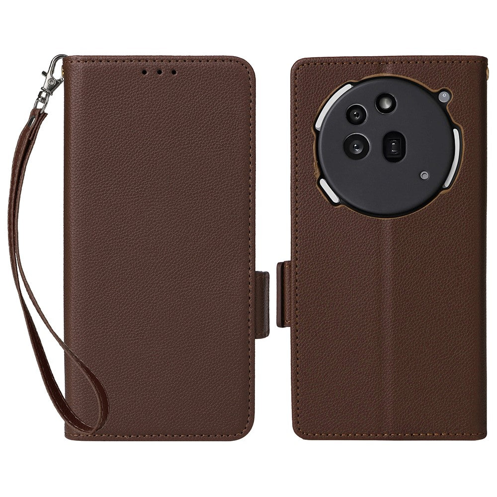 Nothing Phone (3a) Pro Wallet-Handyhülle – Aus PU-Leder & Litschi-Textur, mit Ständer & Tragegurt