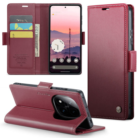 Xiaomi Redmi Note 14 Pro 4G Handyhülle – CASEME 023 Series RFID-blockierende Leder-Brieftaschen- mit Ständer