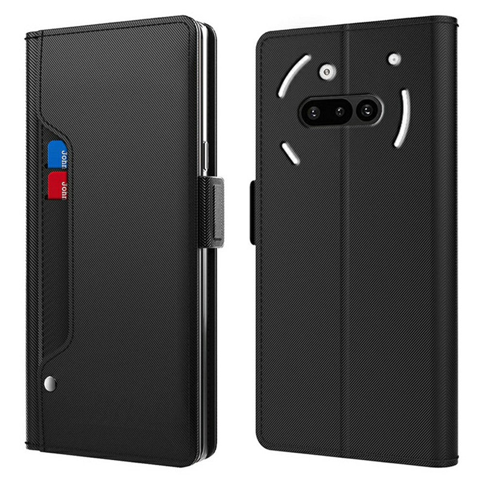 Nothing Phone (3a) Wallet-Handyhülle – Aus PU-Leder mit Ständer, Kartenhalter & Spiegel