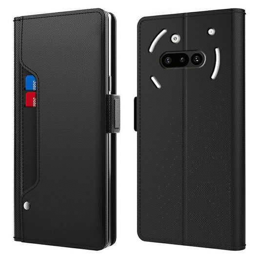 Nothing Phone (3a) Wallet-Handyhülle – Aus PU-Leder mit Ständer, Kartenhalter & Spiegel