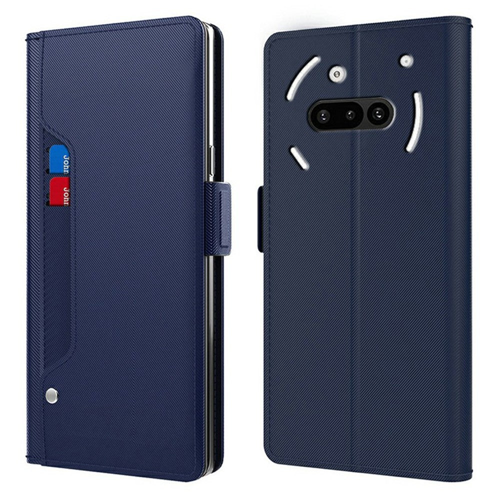Nothing Phone (3a) Wallet-Handyhülle – Aus PU-Leder mit Ständer, Kartenhalter & Spiegel