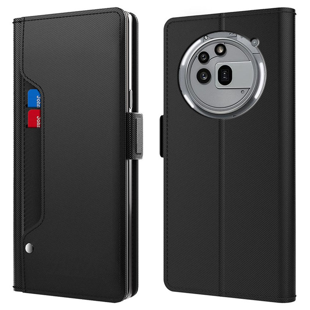 Nothing Phone (3a) Pro Wallet-Handyhülle – Aus PU-Leder mit Ständer, Kartenhalter & Spiegel