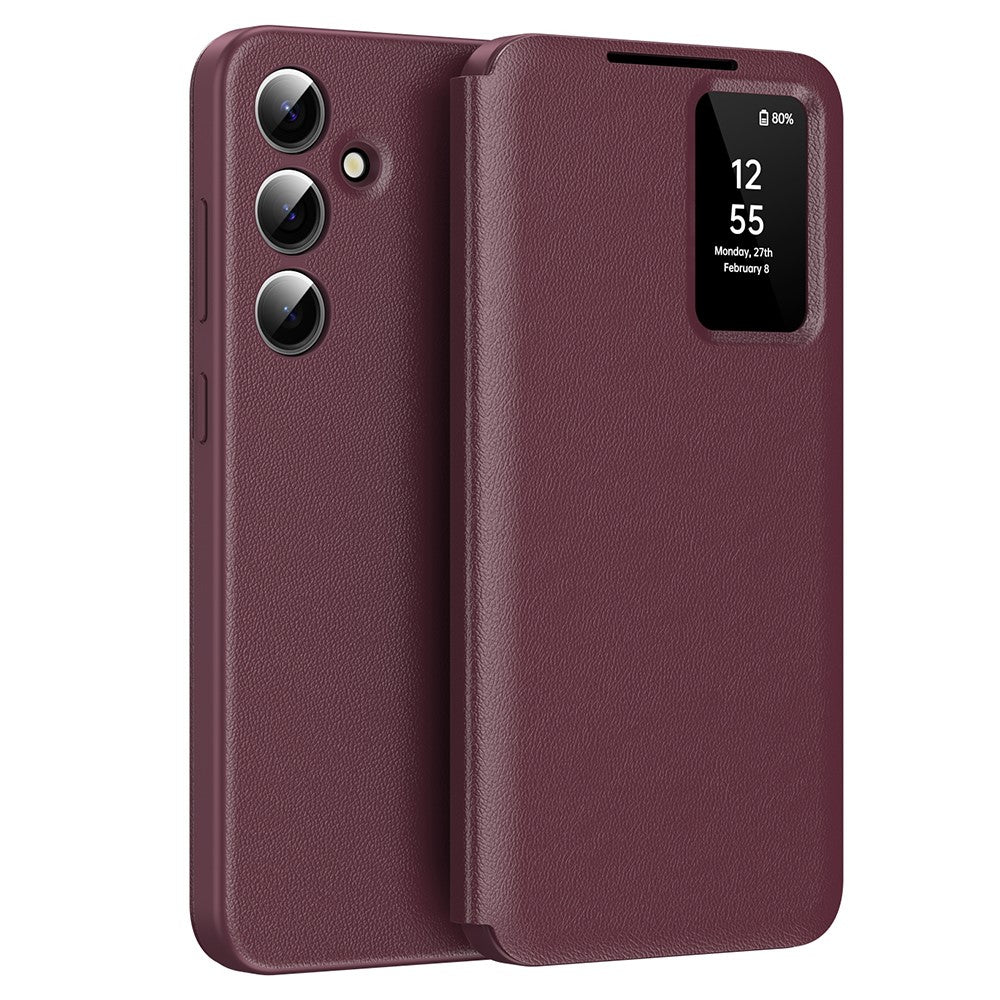 Galaxy S23 FE Lederhülle – Mit Kartenfach & Smart-View Fenster