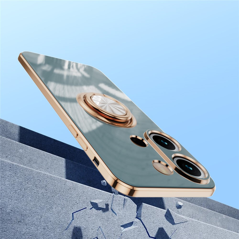 For Xiaomi Redmi Note 13 4G Case Precise Cutouts 6D Electroplating TPU Phone Cover with Ring Holder