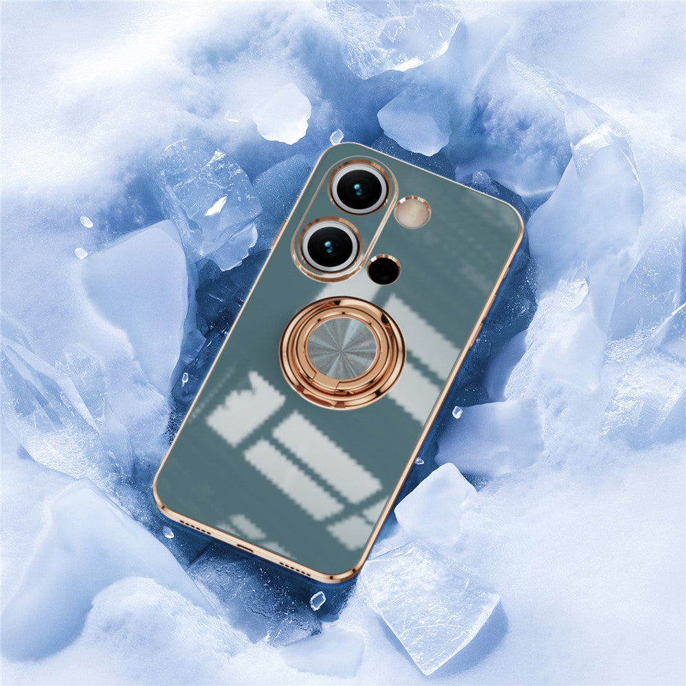 For Xiaomi Redmi Note 13 4G Case Precise Cutouts 6D Electroplating TPU Phone Cover with Ring Holder