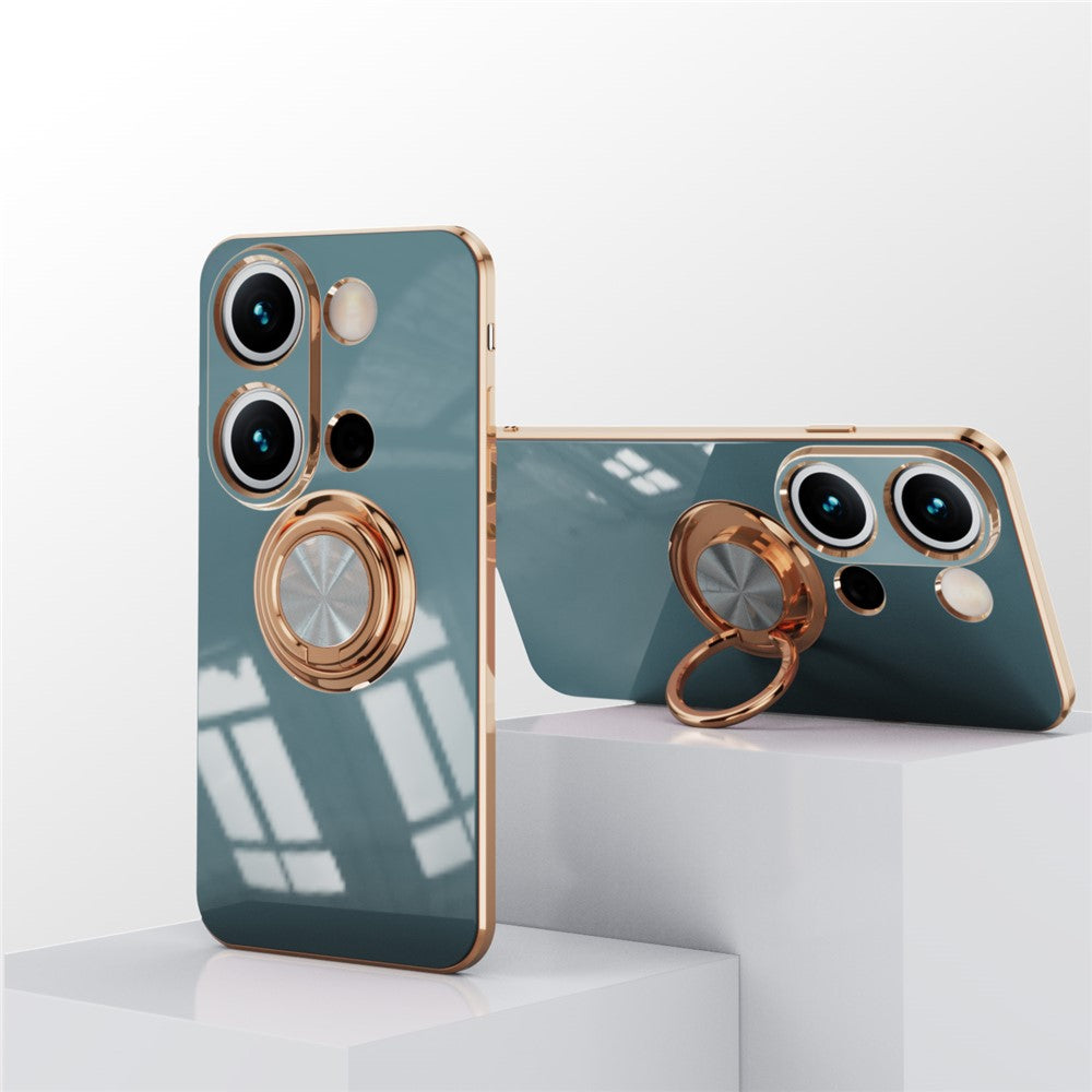 For Xiaomi Redmi Note 13 4G Case Precise Cutouts 6D Electroplating TPU Phone Cover with Ring Holder