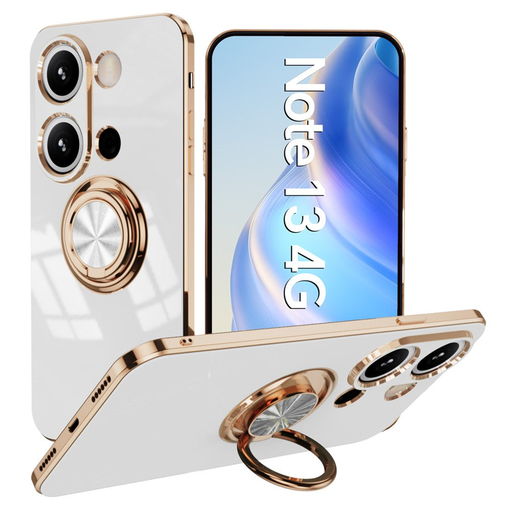 For Xiaomi Redmi Note 13 4G Case Precise Cutouts 6D Electroplating TPU Phone Cover with Ring Holder