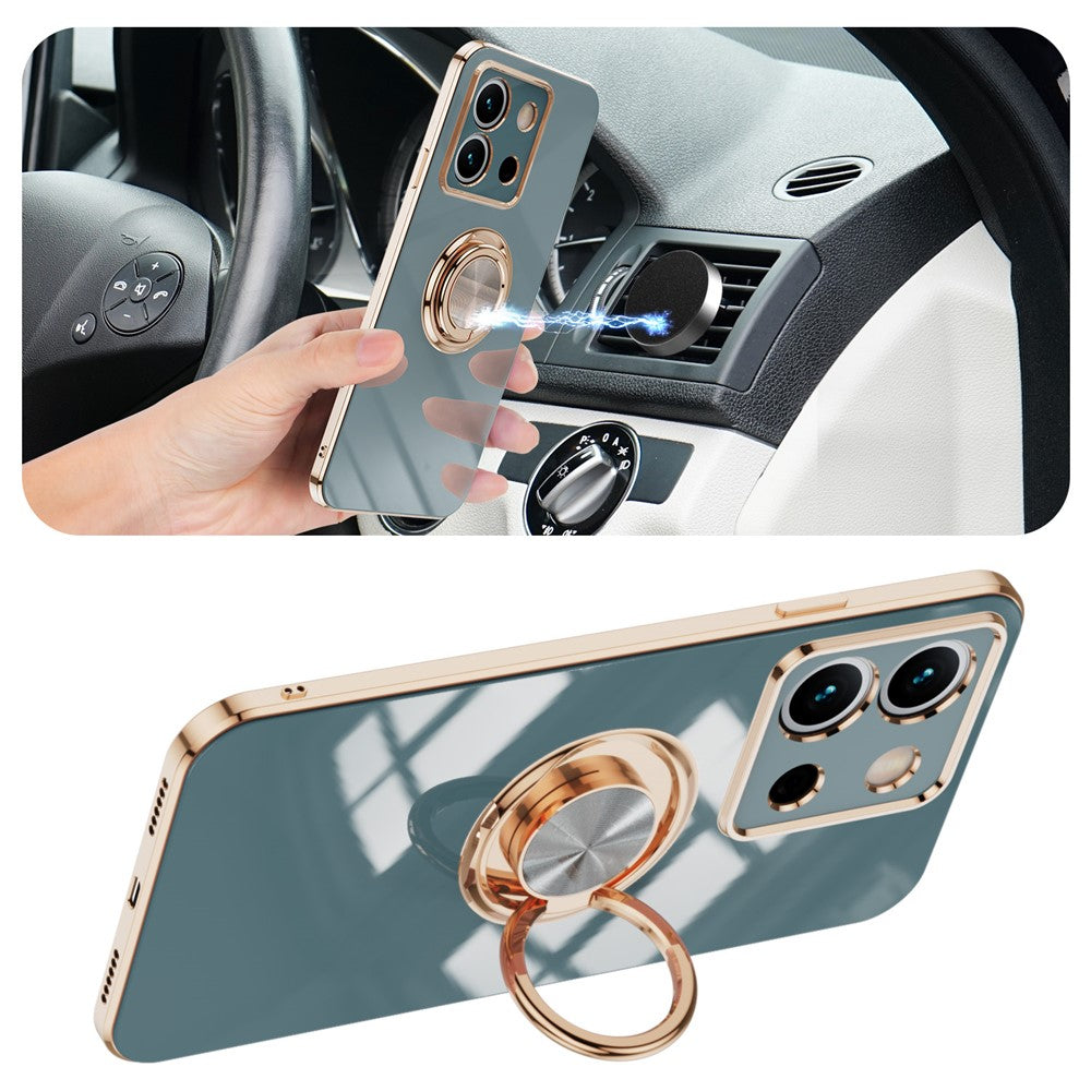 For Xiaomi Redmi Note 13 5G Case Precise Cutouts 6D Electroplating TPU Phone Cover with Ring Holder