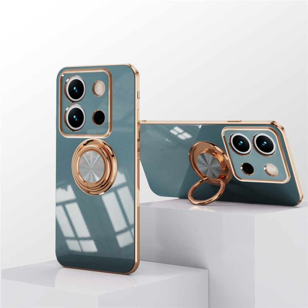 For Xiaomi Redmi Note 13 5G Case Precise Cutouts 6D Electroplating TPU Phone Cover with Ring Holder
