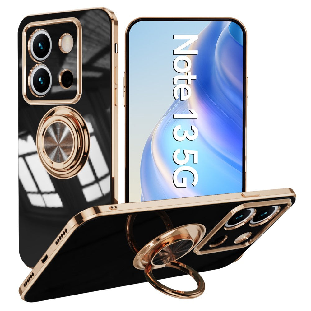 For Xiaomi Redmi Note 13 5G Case Precise Cutouts 6D Electroplating TPU Phone Cover with Ring Holder