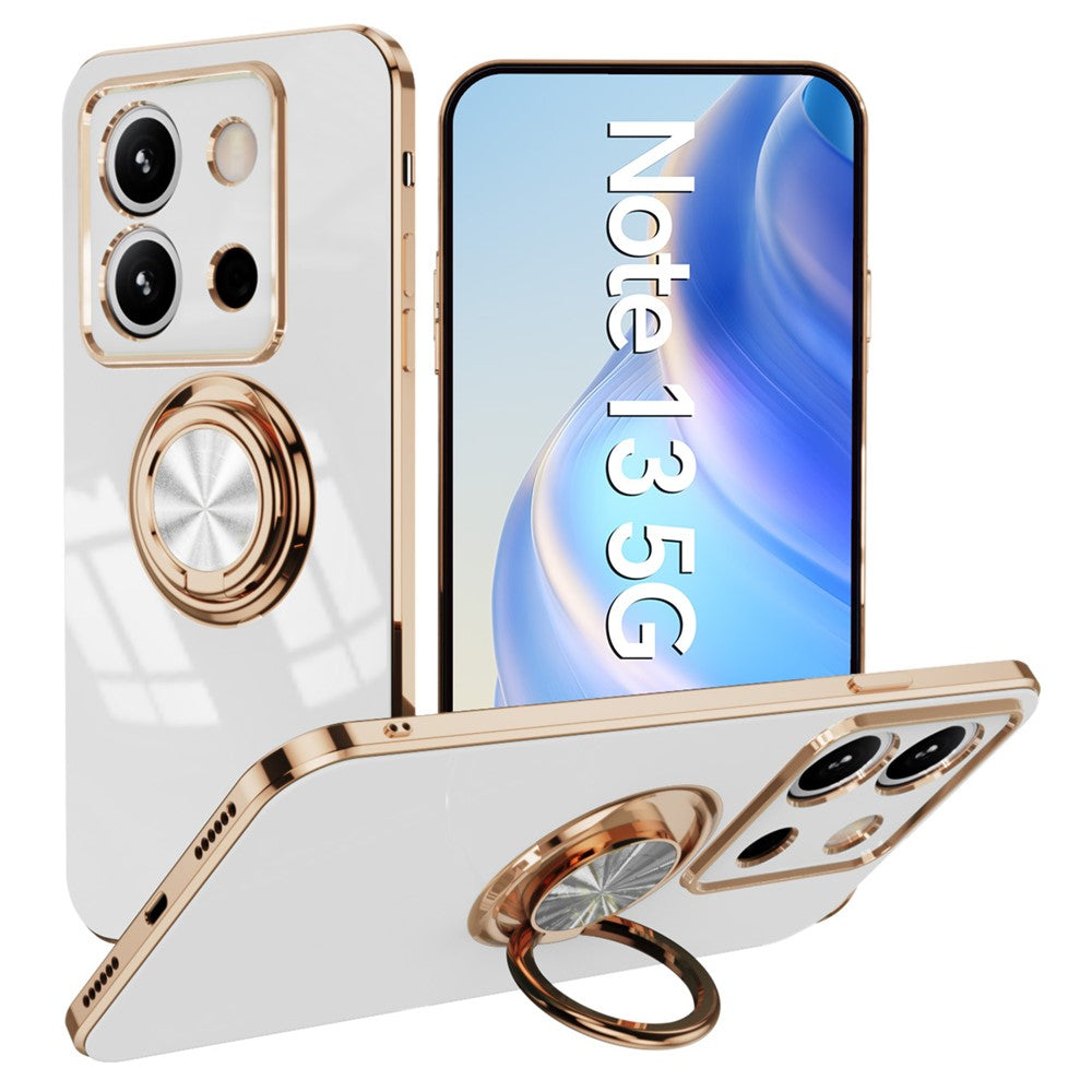 For Xiaomi Redmi Note 13 5G Case Precise Cutouts 6D Electroplating TPU Phone Cover with Ring Holder