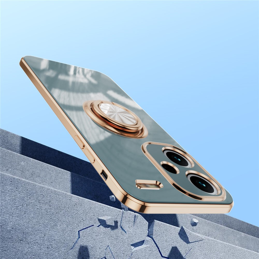 For Xiaomi Redmi Note 13 Pro+ 5G Case Precise Cutouts 6D Electroplating TPU Phone Cover with Ring Holder
