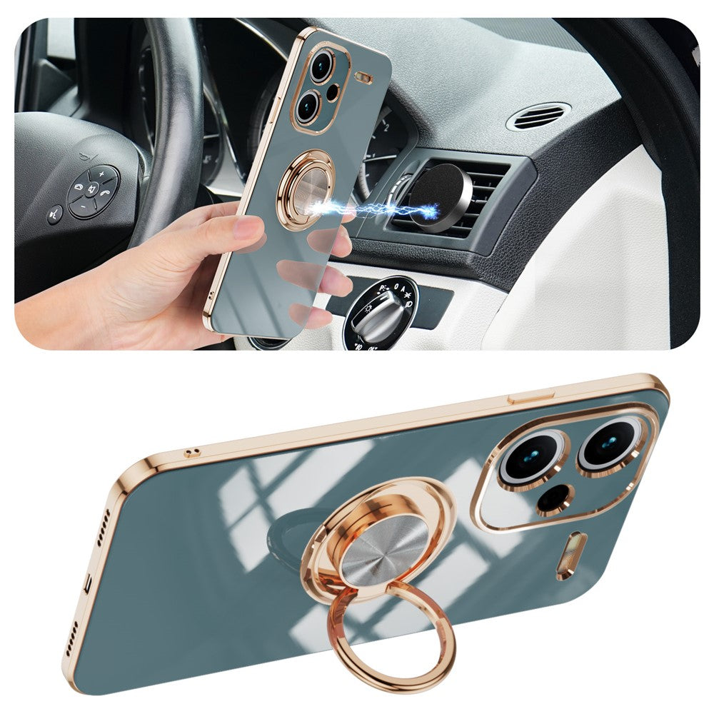 For Xiaomi Redmi Note 13 Pro+ 5G Case Precise Cutouts 6D Electroplating TPU Phone Cover with Ring Holder
