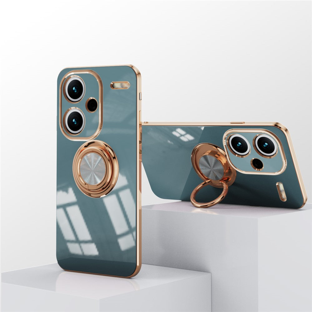 For Xiaomi Redmi Note 13 Pro+ 5G Case Precise Cutouts 6D Electroplating TPU Phone Cover with Ring Holder