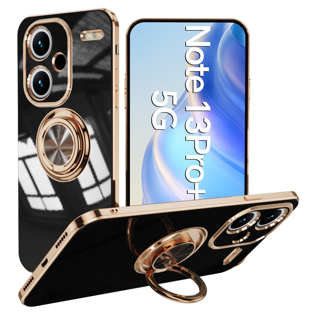 For Xiaomi Redmi Note 13 Pro+ 5G Case Precise Cutouts 6D Electroplating TPU Phone Cover with Ring Holder