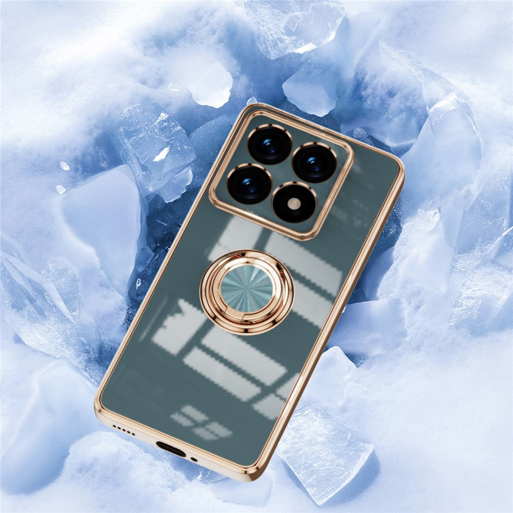 For Xiaomi 14T Case Precise Cutouts 6D Electroplating TPU Phone Cover with Ring Holder