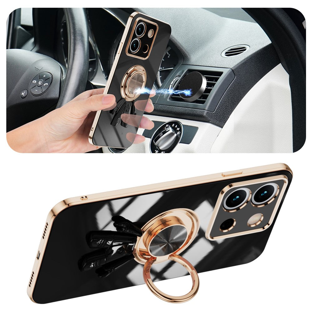 For Xiaomi Redmi Note 13 5G Case with Astronaut Ring Kickstand 6D Electroplating TPU Phone Cover