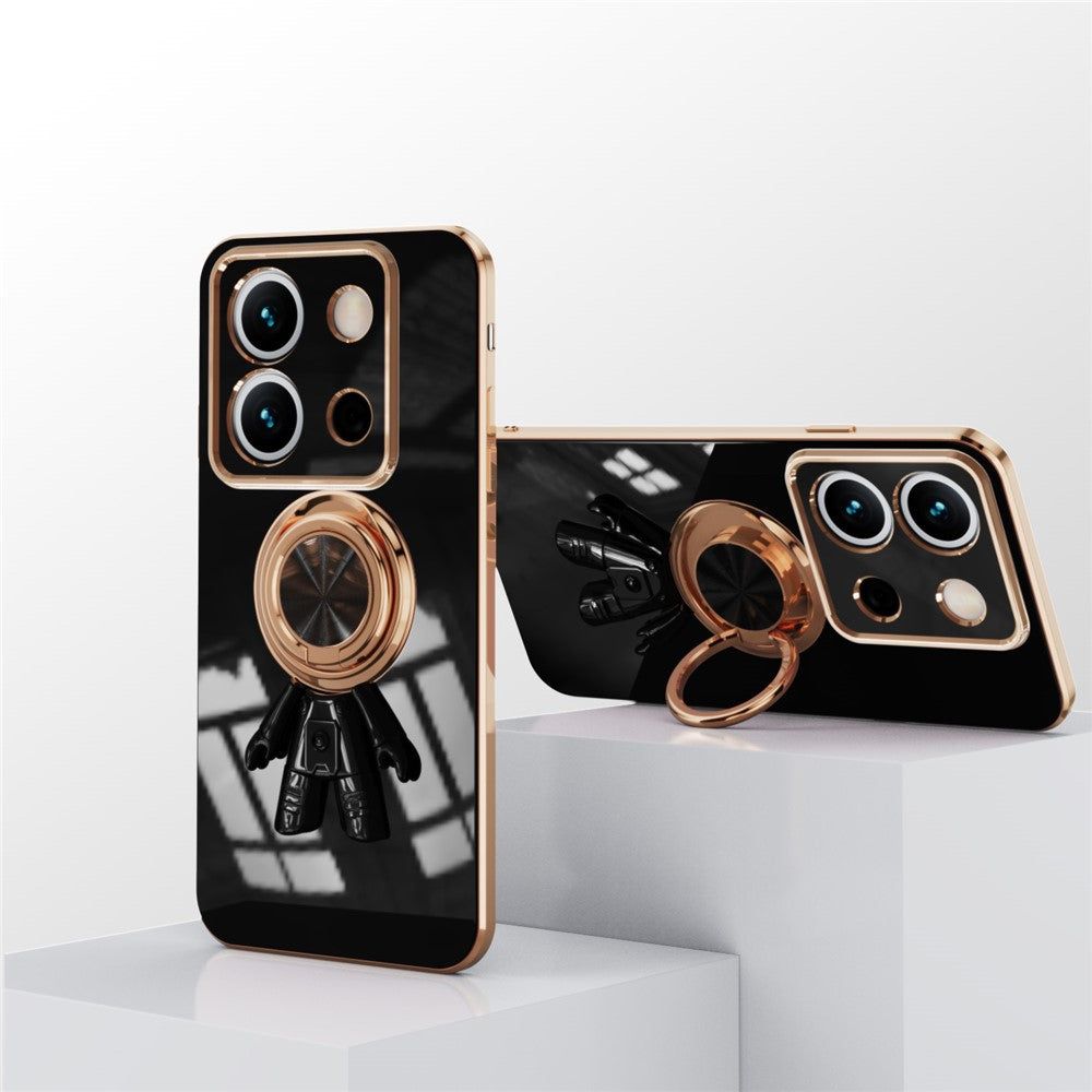 For Xiaomi Redmi Note 13 5G Case with Astronaut Ring Kickstand 6D Electroplating TPU Phone Cover