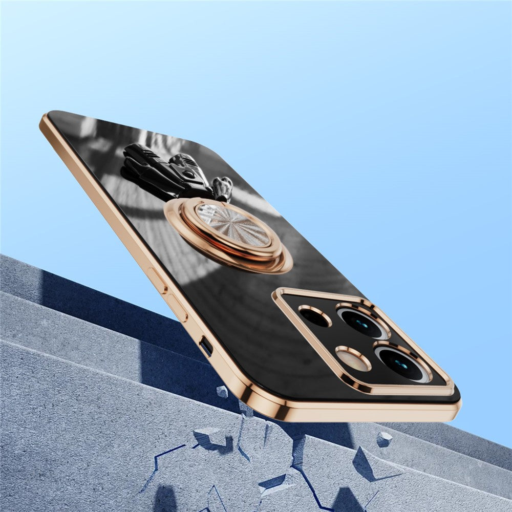 For Xiaomi Redmi Note 13 5G Case with Astronaut Ring Kickstand 6D Electroplating TPU Phone Cover