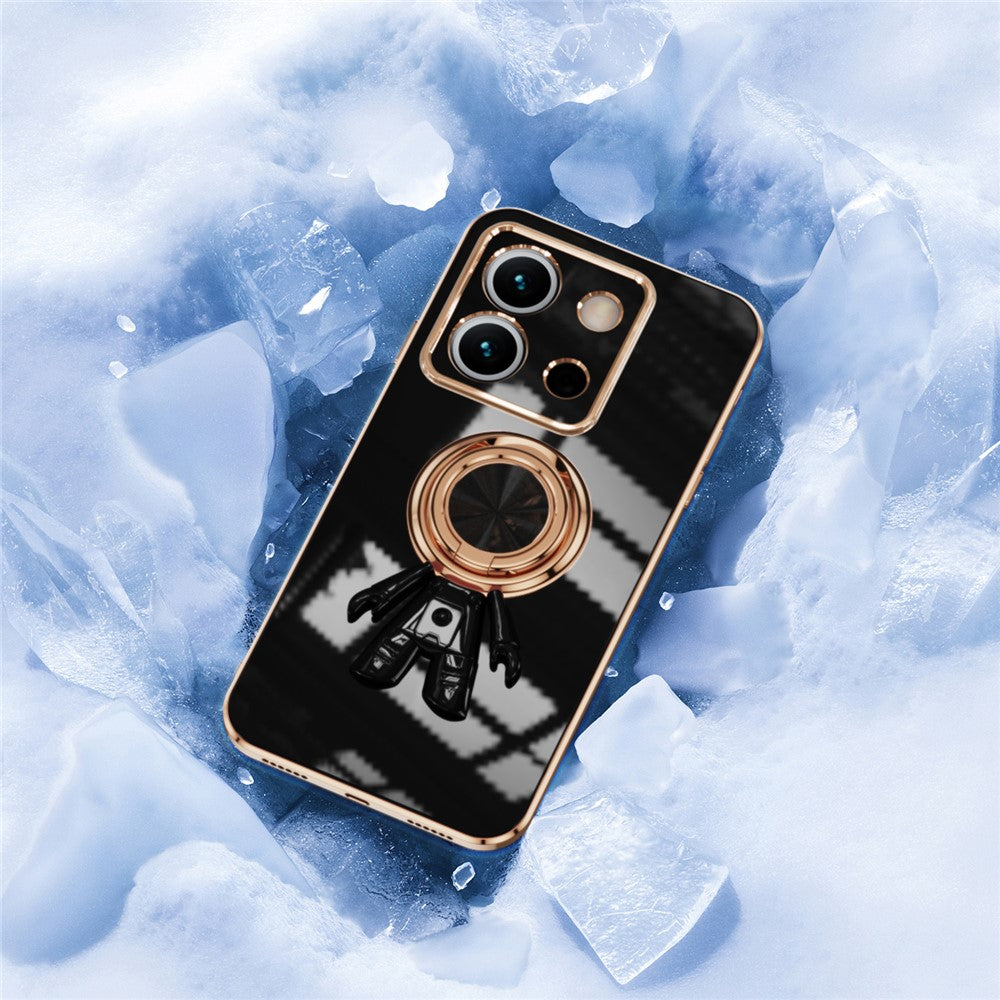 For Xiaomi Redmi Note 13 5G Case with Astronaut Ring Kickstand 6D Electroplating TPU Phone Cover