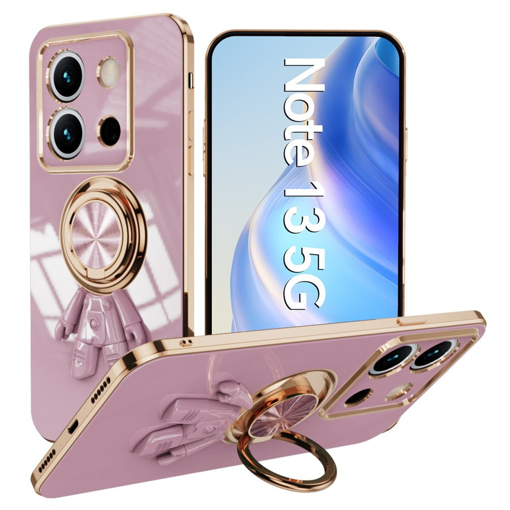 For Xiaomi Redmi Note 13 5G Case with Astronaut Ring Kickstand 6D Electroplating TPU Phone Cover