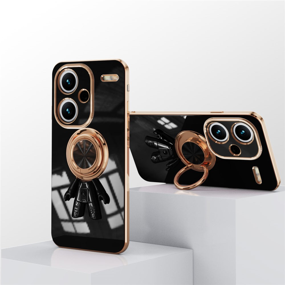 For Xiaomi Redmi Note 13 Pro+ 5G Case with Astronaut Ring Kickstand 6D Electroplating TPU Phone Cover