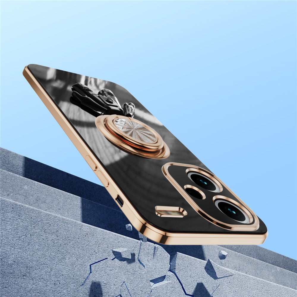 For Xiaomi Redmi Note 13 Pro+ 5G Case with Astronaut Ring Kickstand 6D Electroplating TPU Phone Cover