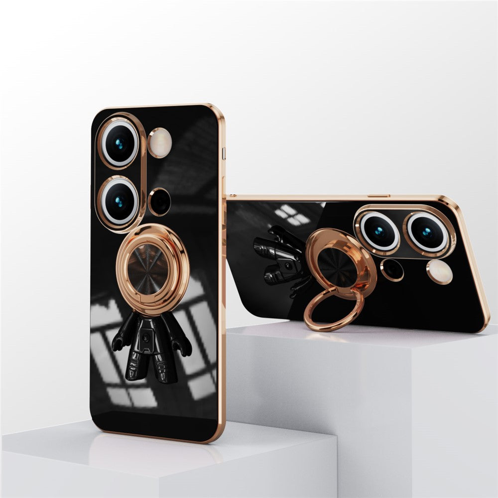 For Xiaomi Redmi Note 13 Pro 4G / Poco M6 Pro 4G Case with Astronaut Ring Kickstand 6D Electroplating TPU Phone Cover