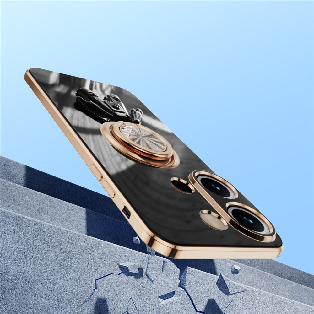For Xiaomi Redmi Note 13 Pro 4G / Poco M6 Pro 4G Case with Astronaut Ring Kickstand 6D Electroplating TPU Phone Cover